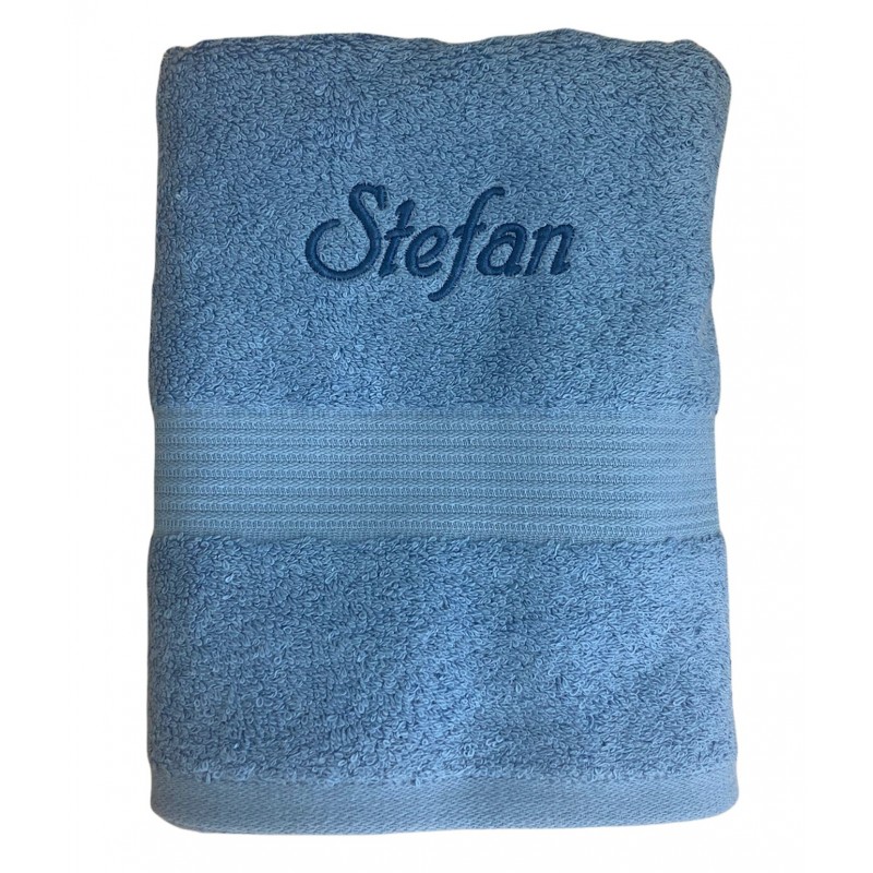 Krings Fashion Handtuch mit Namen oder Wunschbegriff bestickt, 50cm x 100cm, Farbe blau, Stickfarbe wählbar