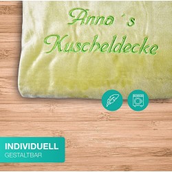 Krings Fashion Kuscheldecke 150 x 200 cm - Individuell anpassbar mit Namen und Text - Farbe Braun -Stickfarbe wählbar