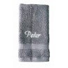 Gästetuch grau, mit Namen oder Wunschbegriff bestickt, 30cm x 50cm, Stickfarbe wählbar